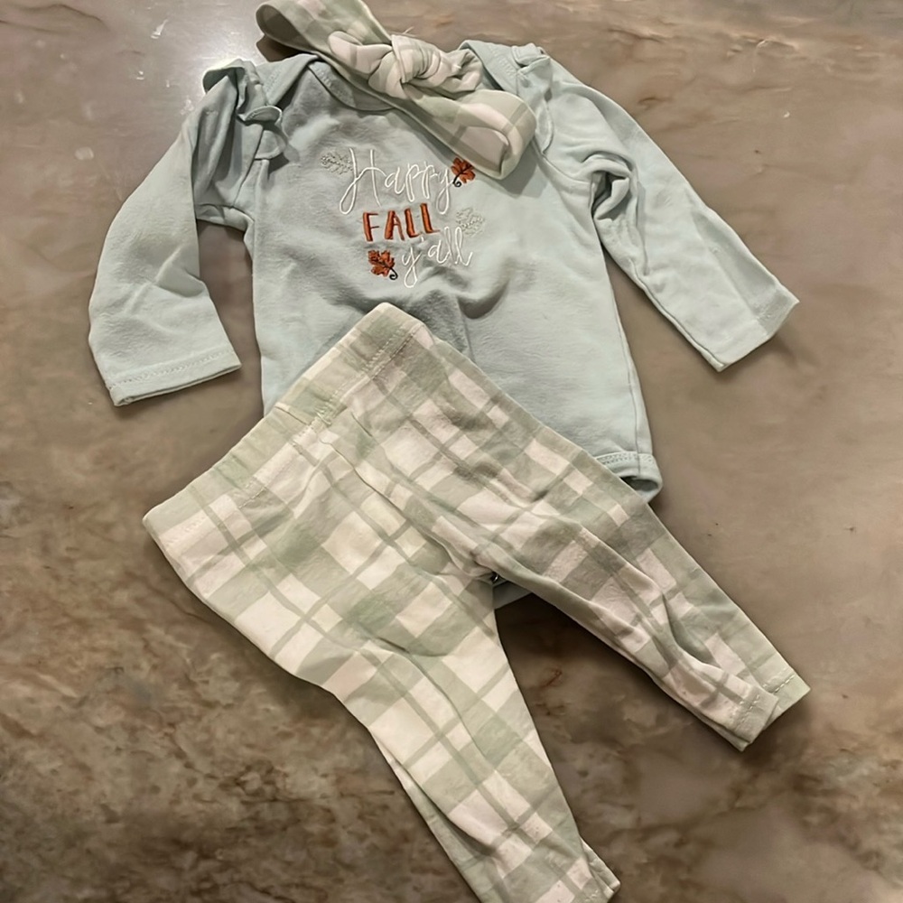 Charming Kids Fall Set - Light Blue and White Plaid